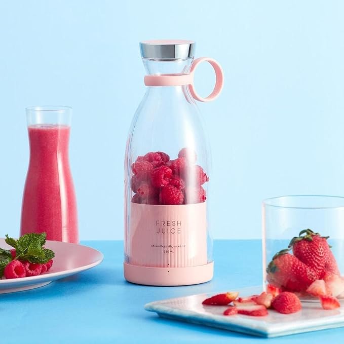 Portable Bottle Juicer Blender 350ML USB Rechargeable Personal Smoothie Maker with 4 Stainless Steel Blades | Fruit Juice Mixer Bottle for Milkshake Protein Shake Travel Gym Home