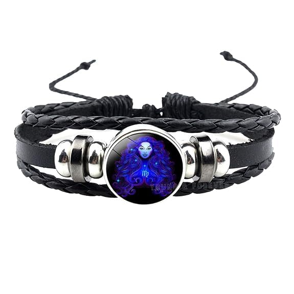 Kanadi Creation Zodiac Bracelet Wristband for Men & Women | Rashi Bracelet | Black Braided Adjustable Wristband | Astrology Jewelry | Zodiac Sign Gift for Birthday
