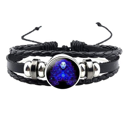 Kanadi Creation Zodiac Bracelet Wristband for Men & Women | Rashi Bracelet | Black Braided Adjustable Wristband | Astrology Jewelry | Zodiac Sign Gift for Birthday