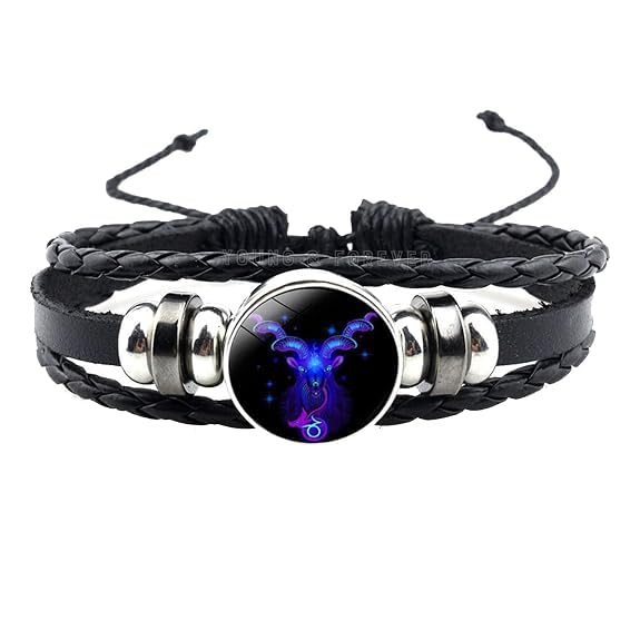 Kanadi Creation Zodiac Bracelet Wristband for Men & Women | Rashi Bracelet | Black Braided Adjustable Wristband | Astrology Jewelry | Zodiac Sign Gift for Birthday