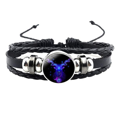 Kanadi Creation Zodiac Bracelet Wristband for Men & Women | Rashi Bracelet | Black Braided Adjustable Wristband | Astrology Jewelry | Zodiac Sign Gift for Birthday