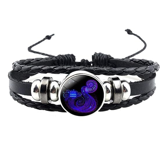 Kanadi Creation Zodiac Bracelet Wristband for Men & Women | Rashi Bracelet | Black Braided Adjustable Wristband | Astrology Jewelry | Zodiac Sign Gift for Birthday