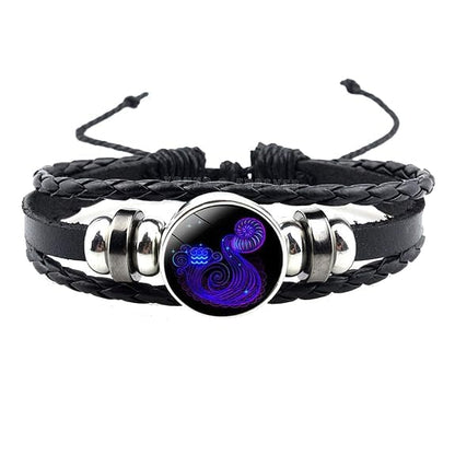 Kanadi Creation Zodiac Bracelet Wristband for Men & Women | Rashi Bracelet | Black Braided Adjustable Wristband | Astrology Jewelry | Zodiac Sign Gift for Birthday