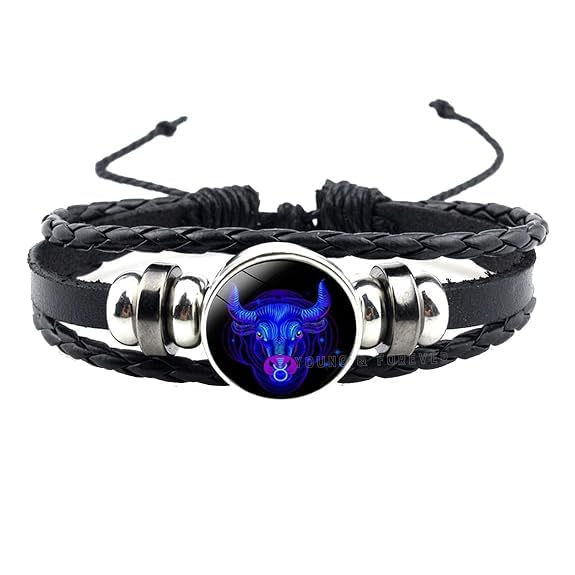 Kanadi Creation Zodiac Bracelet Wristband for Men & Women | Rashi Bracelet | Black Braided Adjustable Wristband | Astrology Jewelry | Zodiac Sign Gift for Birthday