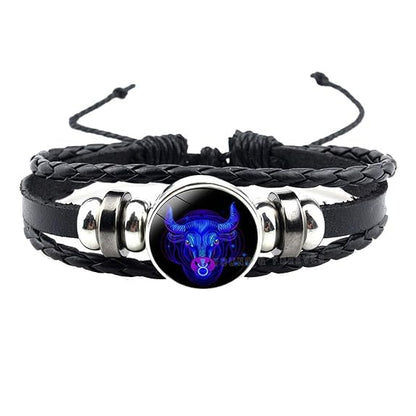 Kanadi Creation Zodiac Bracelet Wristband for Men & Women | Rashi Bracelet | Black Braided Adjustable Wristband | Astrology Jewelry | Zodiac Sign Gift for Birthday