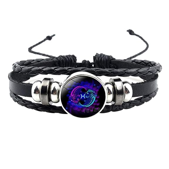 Kanadi Creation Zodiac Bracelet Wristband for Men & Women | Rashi Bracelet | Black Braided Adjustable Wristband | Astrology Jewelry | Zodiac Sign Gift for Birthday