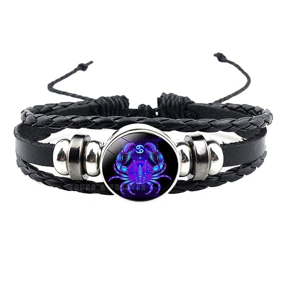 Kanadi Creation Zodiac Bracelet Wristband for Men & Women | Rashi Bracelet | Black Braided Adjustable Wristband | Astrology Jewelry | Zodiac Sign Gift for Birthday