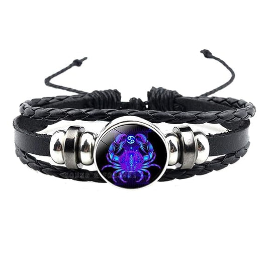 Kanadi Creation Zodiac Bracelet Wristband for Men & Women | Rashi Bracelet | Black Braided Adjustable Wristband | Astrology Jewelry | Zodiac Sign Gift for Birthday