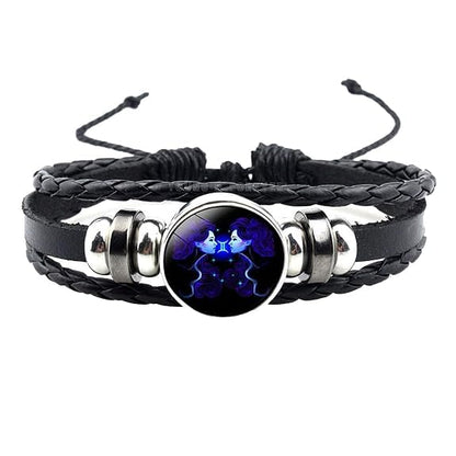 Kanadi Creation Zodiac Bracelet Wristband for Men & Women | Rashi Bracelet | Black Braided Adjustable Wristband | Astrology Jewelry | Zodiac Sign Gift for Birthday