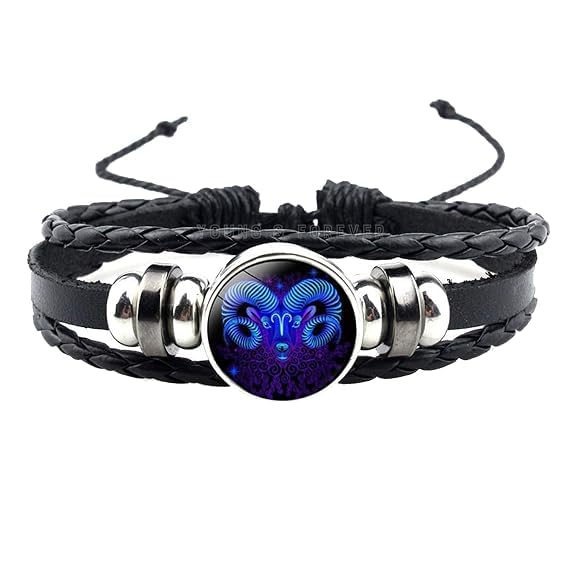 Kanadi Creation Zodiac Bracelet Wristband for Men & Women | Rashi Bracelet | Black Braided Adjustable Wristband | Astrology Jewelry | Zodiac Sign Gift for Birthday