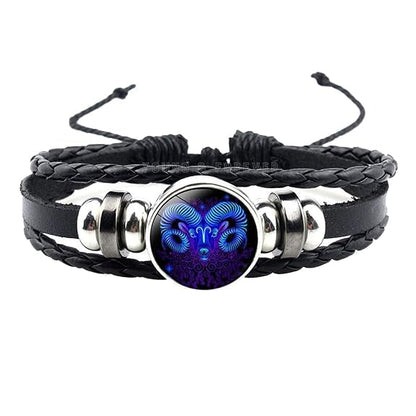 Kanadi Creation Zodiac Bracelet Wristband for Men & Women | Rashi Bracelet | Black Braided Adjustable Wristband | Astrology Jewelry | Zodiac Sign Gift for Birthday