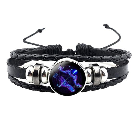 Kanadi Creation Zodiac Bracelet Wristband for Men & Women | Rashi Bracelet | Black Braided Adjustable Wristband | Astrology Jewelry | Zodiac Sign Gift for Birthday