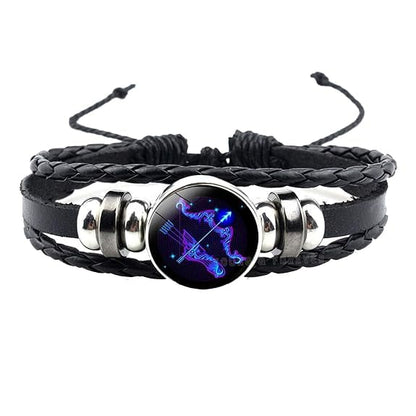 Kanadi Creation Zodiac Bracelet Wristband for Men & Women | Rashi Bracelet | Black Braided Adjustable Wristband | Astrology Jewelry | Zodiac Sign Gift for Birthday