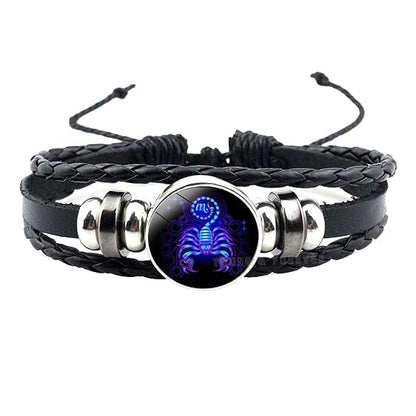 Kanadi Creation Zodiac Bracelet Wristband for Men & Women | Rashi Bracelet | Black Braided Adjustable Wristband | Astrology Jewelry | Zodiac Sign Gift for Birthday