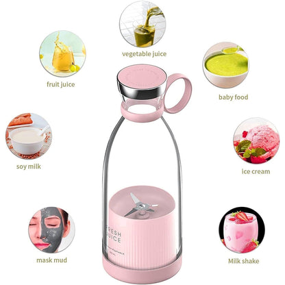 Portable Bottle Juicer Blender 350ML USB Rechargeable Personal Smoothie Maker with 4 Stainless Steel Blades | Fruit Juice Mixer Bottle for Milkshake Protein Shake Travel Gym Home