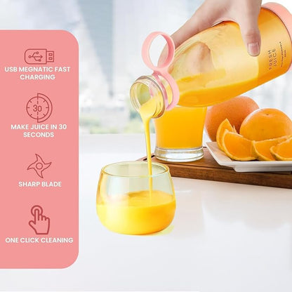 Portable Bottle Juicer Blender 350ML USB Rechargeable Personal Smoothie Maker with 4 Stainless Steel Blades | Fruit Juice Mixer Bottle for Milkshake Protein Shake Travel Gym Home
