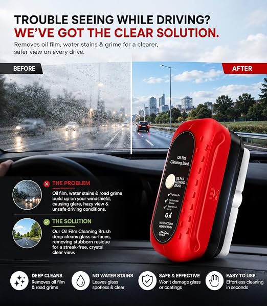 Car Glass Oil Film Remover|Automotive Oil Film Cleaning Brush|Oil Film Cleaning Brush| Oil Film Remover for Car Window|Car Glass Oil Film Cleaner|Glass Oil Film Remover for Car