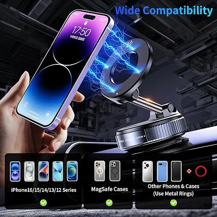 Magnetic Mobile Holder with Vacuum Suction, 360° Rotatable, Multi-Angle Adjustable, Universal Portable Phone Stand