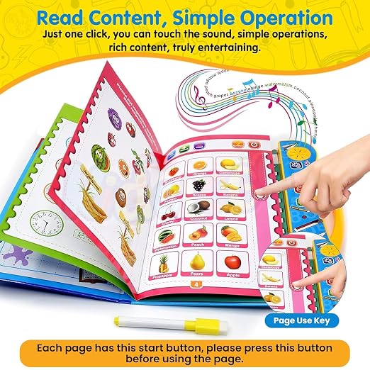 StudyLook Interactive Learning Book, Educational Musical Phonetic Book with Parent-Child Interaction, Electronic ABC Letters Words Numbers Teaching Toy for Kids Age 2+