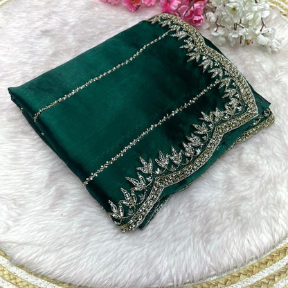 Beautiful Mirror Work Saree with Free Blouse | Premium Elegant Collection